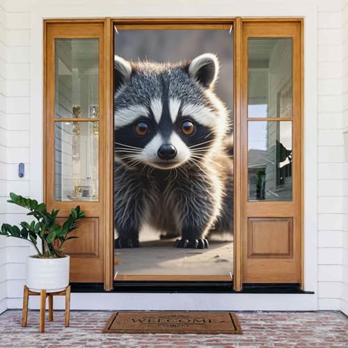 Türabdeckungs-Dekorationen, 90 x 180 cm, niedlicher Waschbär-Tür-Banner, Hintergrund, saisonales Veranda-Türschild, Foto-Hintergrund, Party-Dekoration für Innen- und Außenbereich, Garten, hängende Türabdeckungs-Dekorationen, 90 x 180 cm, niedlicher Waschbär-Tür-Banner, Hintergrund, saisonales Veranda-Türschild, Foto-Hintergrund, Party-Dekoration für Innen- und Außenbereich, Garten, hängende von STVYUKL