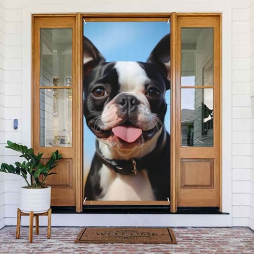 Türabdeckungs-Dekorationen, 90 x 180 cm, schöner Boston-Terrier-Tür-Banner, Hintergrund, saisonales Veranda-Türschild, Foto-Hintergrund, Party-Dekoration für Innen- und Außenbereich, Garten, hängende Türabdeckungs-Dekorationen, 90 x 180 cm, schöner Boston-Terrier-Tür-Banner, Hintergrund, saisonales Veranda-Türschild, Foto-Hintergrund, Party-Dekoration für Innen- und Außenbereich, Garten, hängende von STVYUKL