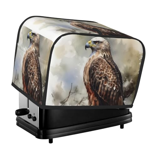 Watercolor Of Hawk 2 Scheiben Toaster-Abdeckungen, gesteppte Brotbackmaschinen-Abdeckung, kleine Geräteabdeckung mit Griff für Zuhause, Tisch, Küche, Dekoration von STVYUKL