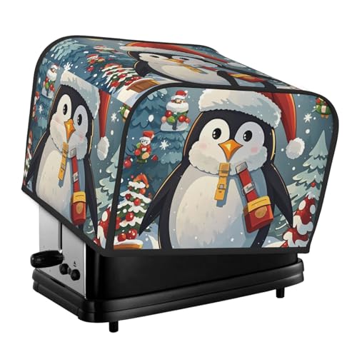 Weihnachtliche lustige Pinguin-Abdeckung für Toaster, 4 Scheiben, gesteppt, für Brotbackmaschine, kleine Geräteabdeckung mit Griff, für Zuhause, Tisch, Küche, Dekoration von STVYUKL