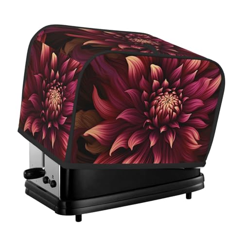 Weinrote künstlerische Blume 2 Scheiben Toaster-Abdeckungen gesteppte Brotback-Abdeckung für kleine Geräte mit Griff, Toaster, Staubschutz für Zuhause, Tisch, Küche, Dekor von STVYUKL