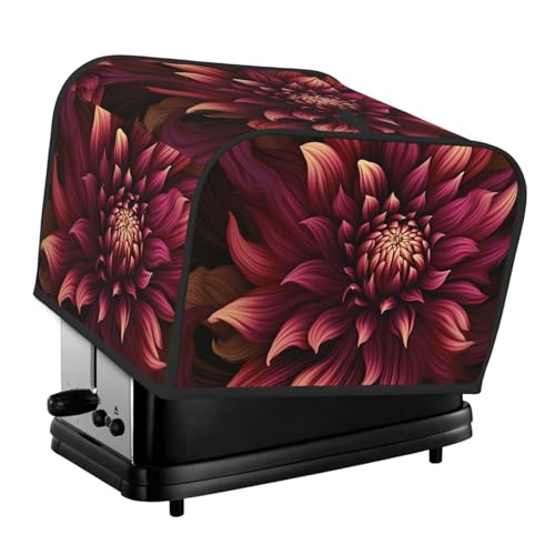 Weinrote künstlerische Blume 4 Scheiben Toaster-Abdeckungen, gesteppte Brotbackmaschinen-Abdeckung, kleine Geräteabdeckung mit Griff, für Zuhause, Tisch, Küche, Dekor von STVYUKL