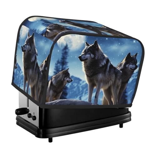 Wolfs 2 Scheiben Toaster-Abdeckungen, gesteppte Brotbackmaschinen-Abdeckung, kleine Geräteabdeckung mit Griff für Zuhause, Tisch, Küche, Dekor von STVYUKL