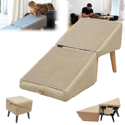 2-in-1-Faltbare Hunderampen-Ottomane, Geteilte Haustier-Rampentreppe, multifunktionale, leichte Haustiertreppe, rutschfeste, verschleißfeste Hundestufen, einfacher Zugang zu Bett und Sofa 2-in-1-Faltbare Hunderampen-Ottomane, Geteilte Haustier-Rampentreppe, multifunktionale, leichte Haustiertreppe, rutschfeste, verschleißfeste Hundestufen, einfacher Zugang zu Bett und Sofa von STWBHW