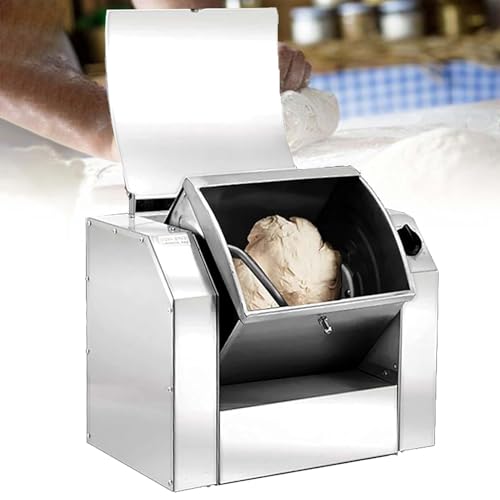 Kommerzieller Teigmixer, 5–10 kg Knetkapazität, Mehlmixer, 1500 W kommerzielle Maschine, elektrischer Mehlmixer aus Edelstahl mit 90-Grad-Kippschüssel, Zeitfunktion(5KG) von STWBHW