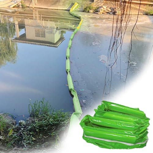STWBHW 10 m schwimmende PVC-Ölsperren, schwimmende PVC-Ölsperren zur Reinigung von Wasseroberflächen, robuste Wasser- und Ölrückhaltezäune, industrielle Ölverschmutzungskontrollbarrieren(Green,35CM) von STWBHW