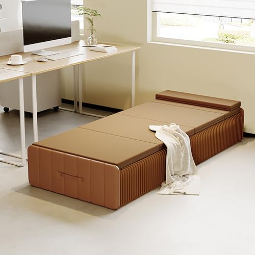 STWBHW Klappbares Orgelbett, Einziehbares, Klappbares Campingbett Aus Orgelpapier, Strapazierfähiges, Extra Breites, Robustes, Tragbares Schlafbett, Hohe Tragfähigkeit(Brown) von STWBHW