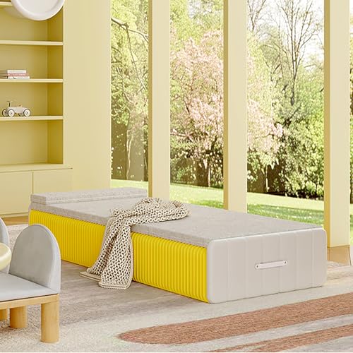 STWBHW Klappbares Orgelbett, Einziehbares, Klappbares Campingbett Aus Orgelpapier, Strapazierfähiges, Extra Breites, Robustes, Tragbares Schlafbett, Hohe Tragfähigkeit(Yellow) von STWBHW