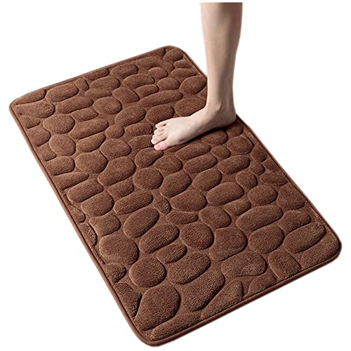 Weiß Grau Braun Badematte Rutschfester Badeteppich Flauschige Badematte Badvorleger Dusche, Gedächtnisschaum Badteppich Saugfähig Weich Maschinenwaschbar Rectangle(Braun2,50x80cm) von STWINKLE