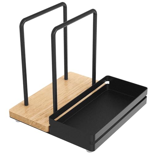 STWWO Serviettenhalter Schwarz,Serviettenhalter aus Metall & Holz Serviettenspender mit Caddy für Tisch Küchenzubehör Servietten Halterung zum Dekorieren von STWWO