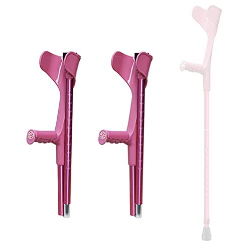 STXMY 1 Paar Unterarmgehstützen Gehhilfen Faltbar Krücken Paar Mit Ellbogenstütze, 100kg Belastbar, Für Kinder, Jugendliche, Senioren (Schwarz/Rosa/Blau) (Color : Pink) von STXMY