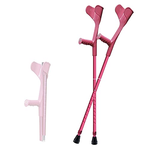 STXMY Paar Krücken, Faltbar Unterarmgehstütze, Männer/Frauen Gehstützen Aus Aluminium, Höhenverstellbar (93-115 cm) Gehhilfen, Schwarz/Rosa/Blau (Color : Pink) von STXMY