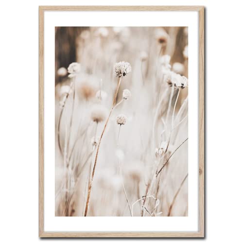 STYLER Gerahmtes Bild Beige 1 50 x 70 cm | Rahmenbild Gras Feld Natur Wiese | Wohnzimmer Schlafzimmer Büro | Wanddeko Home Kunstdruck | Bild mit Rahmen | Verschiedene Poster & Größen von STYLER