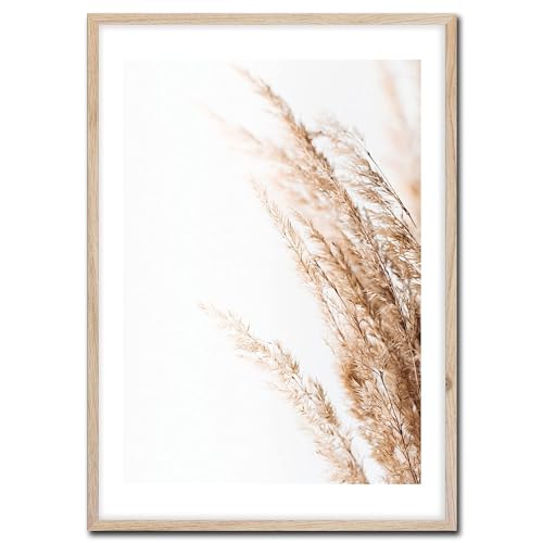 STYLER Gerahmtes Bild Beige 2 50 x 70 cm | Rahmenbild Gras Feld Natur Wiese | Wohnzimmer Schlafzimmer Büro | Wanddeko Home Kunstdruck | Bild mit Rahmen | Verschiedene Poster & Größen von STYLER