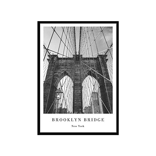 STYLER Gerahmtes Bild Brooklyn Bridge 50 x 70 cm I Rahmenbild New York Manhattan Brücke I Wandbilder Schlafzimmer I Wanddeko Home I Bilder mit Rahmen und Plexiglas I Verschiedene Poster & Größen von STYLER