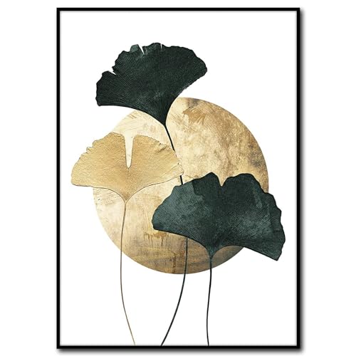 STYLER Gerahmtes Bild Green Ginkgo 50 x 70 cm I Artbox I Der Ginkgo Baum ist Symbol für Hoffnung, Fruchtbarkeit, Unbesiegbarkeit und langes Leben I Wandbild Wohnzimmer Schlafzimmer I Bild mit Rahmen von STYLER