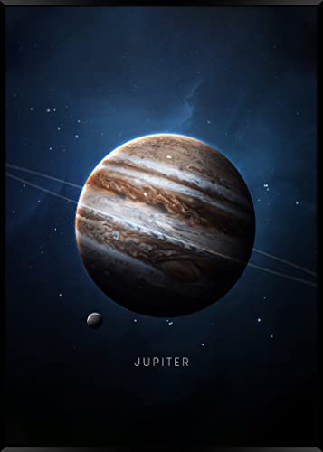 STYLER Gerahmtes Bild Jupiter 50 x 70 cm I Artbox I Der Jupiter ist der größte und schwerste Planet in unserem Sonnensystem I Wandbild Wohnzimmer Schlafzimmer I Weltall Weltraum I Bild mit Rahmen von STYLER