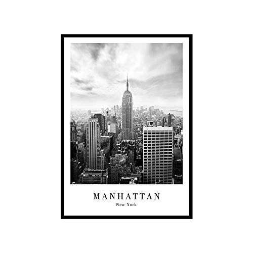 Gerahmtes Bild Manhattan 50 x 70 cm I Rahmenbild Empire State Building New York I Wandbilder Schlafzimmer I Wanddeko Home I Bilder mit Rahmen und Plexiglas I Verschiedene Poster & Größen von STYLER