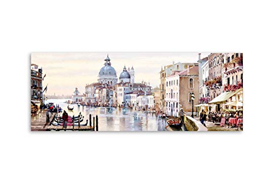 STYLER Leinwandbild Venedig Kathedrale Wasserfarben 60 x 150 cm I Wandbild Bild romantisch Venice I Wohnzimmer Esszimmer Küche Schlafzimmer Leinwand I Gondeln Markusplatz Markusdom Italien von STYLER