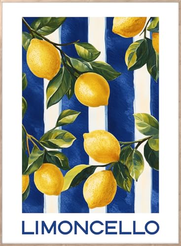 STYLER Bild Limoncello 50 x 70 cm mit Holzrahmen – Zitronen-Motiv auf Blau-Weiß – Mediterrane Wanddeko im Retro-Stil STYLER Bild Limoncello 50 x 70 cm mit Holzrahmen – Zitronen-Motiv auf Blau-Weiß – Mediterrane Wanddeko im Retro-Stil von STYLER