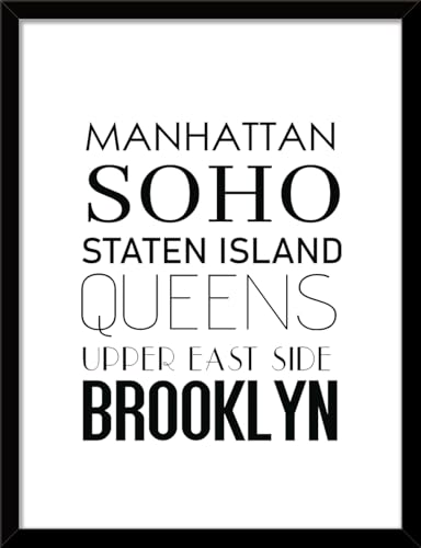 STYLER Gerahmtes Bild Districts 30 x 40 cm I Rahmenbild New York Manhattan Queens Brooklyn I Wandbilder Schlafzimmer I Wanddeko Home I Bilder mit Rahmen und Plexiglas I Verschiedene Poster & Größen von STYLER