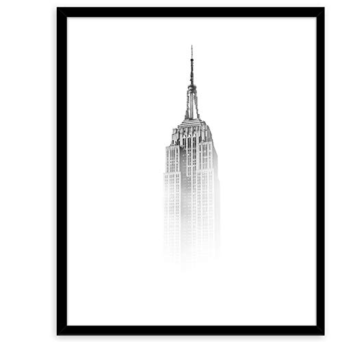 STYLER Gerahmtes Bild Fog 40 x 50 cm I Rahmenbild New York Empire State Building I Wandbilder Schlafzimmer I Wanddeko Home Kunstdruck I Bilder mit Rahmen und Plexiglas I Verschiedene Poster & Größen von STYLER