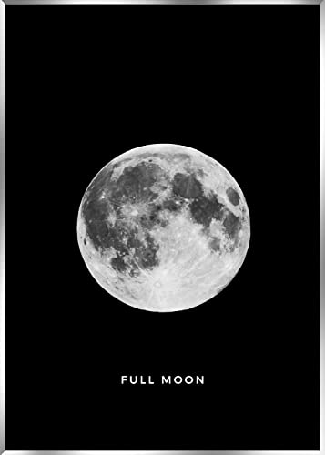 STYLER Gerahmtes Bild Full Moon 50 x 70 cm I Artbox I Mond Vollmond Weltraum Silberner Rahmen I Wandbild Wohnzimmer Schlafzimmer I Wanddeko Home Kunstdruck I Bild mit Rahmen von STYLER