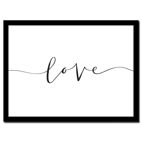 STYLER Gerahmtes Bild Love 30 x 40 cm | Rahmenbild Liebe Schwarzweiss Schwarz Weiß Zitatebild Handschrift | Wohnzimmer Schlafzimmer Büro | Wanddeko Poster Home Kunstdruck | Bild mit Rahmen von STYLER