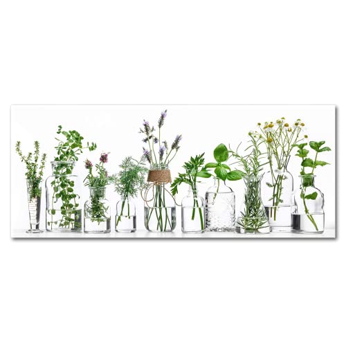 STYLER Küchenbild Herbs 30 x 80 x 0,4 cm I Glasbild mit Kräutern I Panaroma Wandbild Kräutergarten Rosmarin Basilikum Lavendel I Wanddeko Home Kunstdruck I Deko Küche Vintage von STYLER