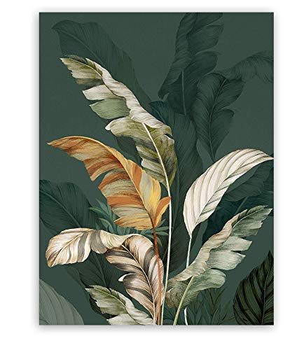 STYLER Leinwandbild Green Leaves 60 x 80 cm I Wandbild Leinwand Bild I Wohnzimmer Schlafzimmer Esszimmer I Wanddeko Home Kunstdruck I Blumen Grün Natur Pflanzen I Verschiedene Motive & Größen von STYLER