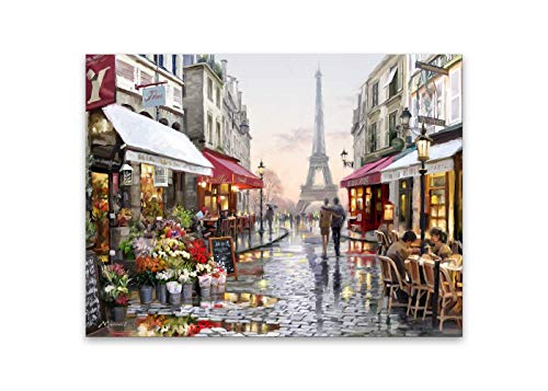 Leinwandbild Paris 1 Wasserfarben 60 x 80 cm I Wandbild Bild romantisch Eiffelturm I Wohnzimmer Esszimmer Küche Schlafzimmer Leinwand I Stadt der Liebe Frankreich rot I Verschiedene Motive & Größen von STYLER