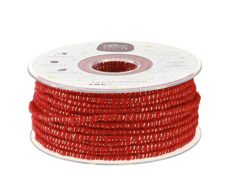 STYLIT by Lehner Wolle Filzband Wollfaden Draht Glimmer Rot Filzschnur Deko Ø5mm 33m von STYLIT by Lehner Wolle