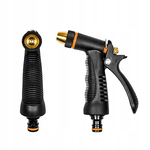 STYLIZER Gartenbrause mit 3-Funktionen Spritzdüse - Spritzpistole Gartenschlauch mit Ergonomischem Griff - Wasserbrause aus Metall - Wasserschlauch Spritze Garten - Messingdüse Regulierbar von STYLIZER