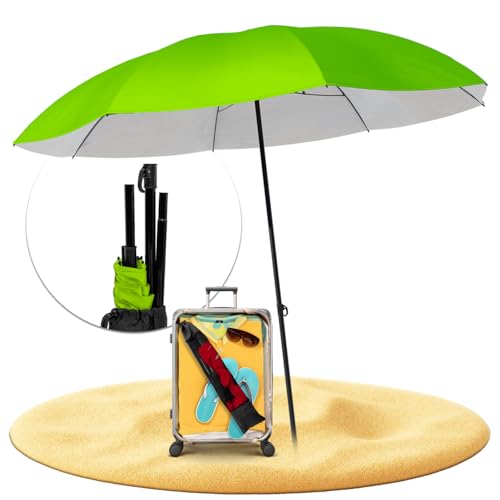 STYNGARD Reise Sonnenschirm mit UV Schutz 50+ [155 cm ⌀] - Strandschirm Sonnenschirm Strand mit Abspannleinen Modell NIZZA von STYNGARD