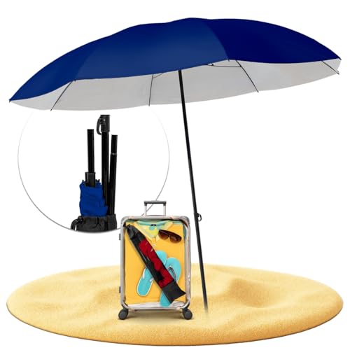 STYNGARD Reise Sonnenschirm mit UV Schutz 50+ [155 cm ⌀] - Strandschirm Sonnenschirm Strand mit Abspannleinen Modell NIZZA von STYNGARD