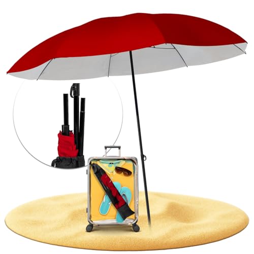 STYNGARD Reise Sonnenschirm mit UV Schutz 50+ [155 cm ⌀] - Strandschirm Sonnenschirm Strand mit Abspannleinen Modell NIZZA von STYNGARD