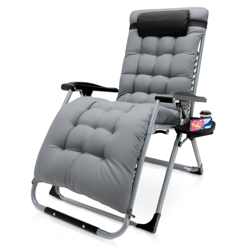 STYPLZ liegestuhl,Sonnenliege Klappbar,Extra groß Gartenliege, für Patio-Garten-Strand-Pool, Maximale Tragfähigkeit 200 kg (72 cm grau) von STYPLZ