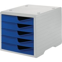 Ablagebox 5 Schubladen grau/blau Polyl H255xB270xT340 mm von STYRO