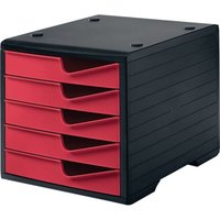 Ablagebox 5 Schubladen schwarz/cranberry Polyl H255xB270xT340 mm von STYRO