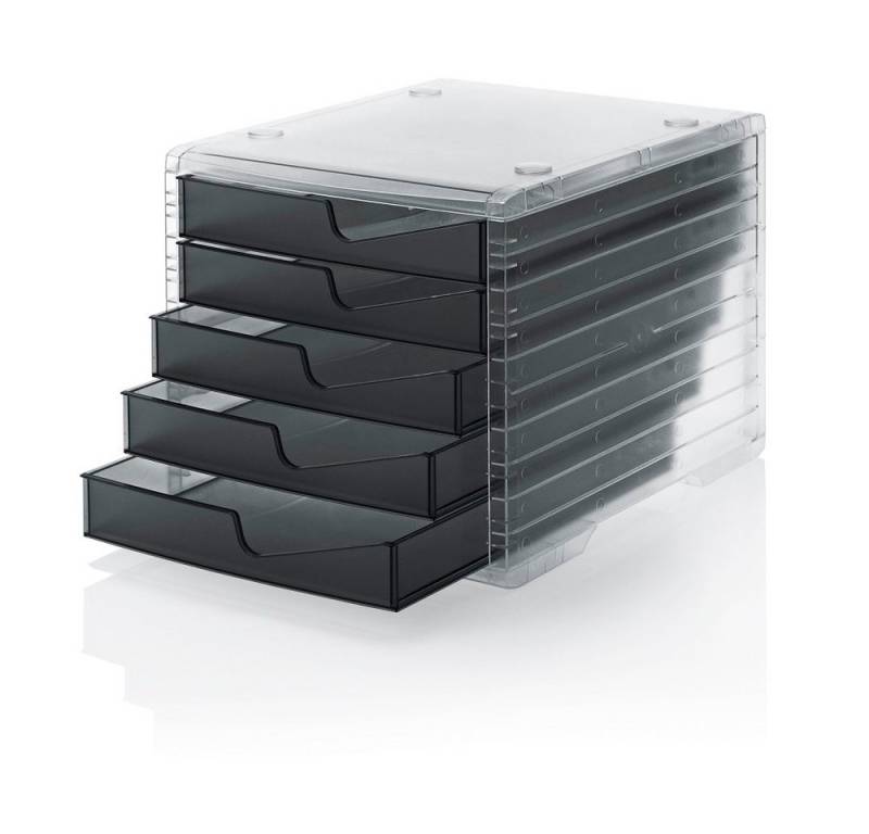STYRO Schubladenbox 1 Schubladenbox styroswing light 5 Schubfächer transparent/anthrazit, Stapelbar, Auszugsstopp, Geschlossene Schubladen, Geeignet für DIN C4 STYRO Schubladenbox 1 Schubladenbox styroswing light 5 Schubfächer transparent/anthrazit, Stapelbar, Auszugsstopp, Geschlossene Schubladen, Geeignet für DIN C4 von STYRO