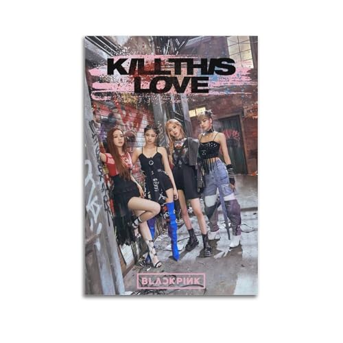 Blackpink Poster "Kill This Love", gedrucktes Albumcover, signiertes Poster, Musikcover-Poster, Pop-Hip-Hop-Rap-Sänger, Star-Musikposter, ästhetische Leinwand, Wandkunst für Mädchen und Jungen, von STYTAD