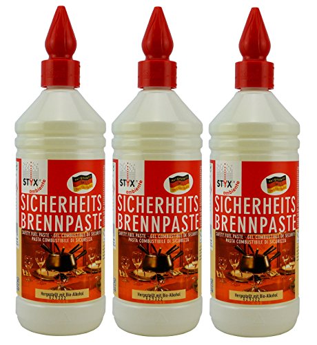 STYX Ambiente Sicherheitsbrennpaste Brenngel 1000 ml! Hergestellt aus auschließlich nachwachsenden Rohstoffen und Bio Alkohol!! Made in Germany!!! (Triple) von Styx