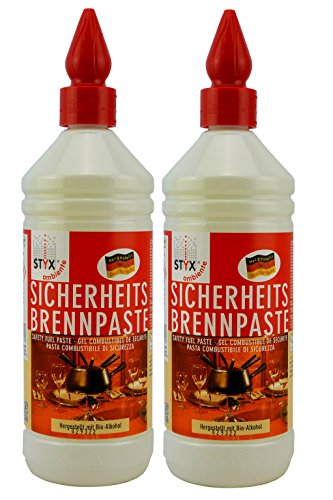 STYX Ambiente Sicherheitsbrennpaste Brenngel 1000 ml! Hergestellt aus auschließlich nachwachsenden Rohstoffen und Bio Alkohol!! Made in Germany!!! (Duo) von LAOSEP