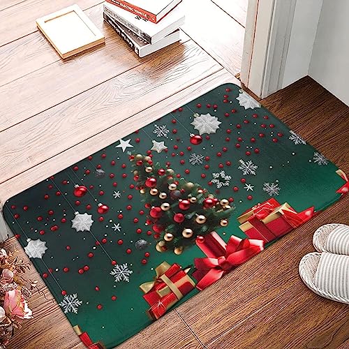 STejar Fußmatte mit rundem Weihnachtsbaum, rutschfeste Gummi-Rückseite, saugfähig und schmutzabweisend, Fußmatte, Eingangstür, Innenfußmatte, 40 x 60 cm von STejar