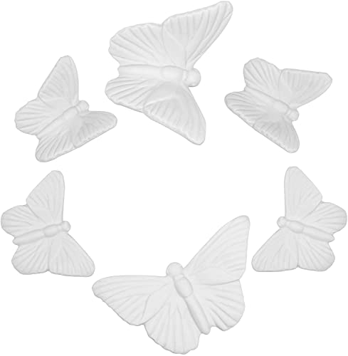 Keramik-Schmetterling Weiß Wanddeko Hängend Am Badezimmer Wohnzimmer Garten Wandskulptur 6er Set (6) von STmea