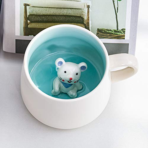STmea 3D-Kaffeetasse mit Tiermotiv, 355 ml, 3D-Cartoon-Miniatur-Tier-Kaffeetasse, niedliche Cartoon-Figur, Heim-Keramik-Tassen, Morgen-Tassen (kleine Maus (einzelne Tasse) von STmea
