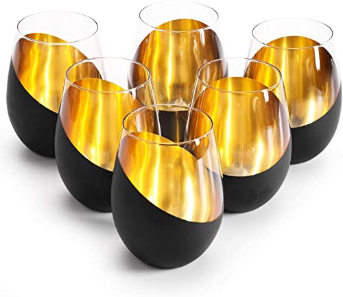 Weingläser, Gläser Set, modernes Design, mattschwarz und goldfarben, 510 ml, 6 Stück Weingläser, Gläser Set, modernes Design, mattschwarz und goldfarben, 510 ml, 6 Stück von STmea