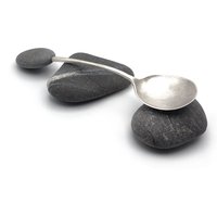 Hand Geschmiedet Sterling Silber Zucker Demitasse Löffel Mit Lake Erie Beach Stone Griff von SToNZ