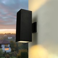 Schwarze Wandlampe außen IP54 eckig 30cm Up Down von SU-MA