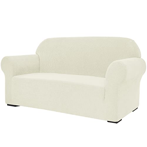 SU SUBRTEX 1 Stück Stretch Sofabezug Spandex Jacquard Stoff Schonbezüge für Couch Sofa Sessel Anti-Rutsch-Möbelschutz (Sofa, Elfenbein) von SU SUBRTEX